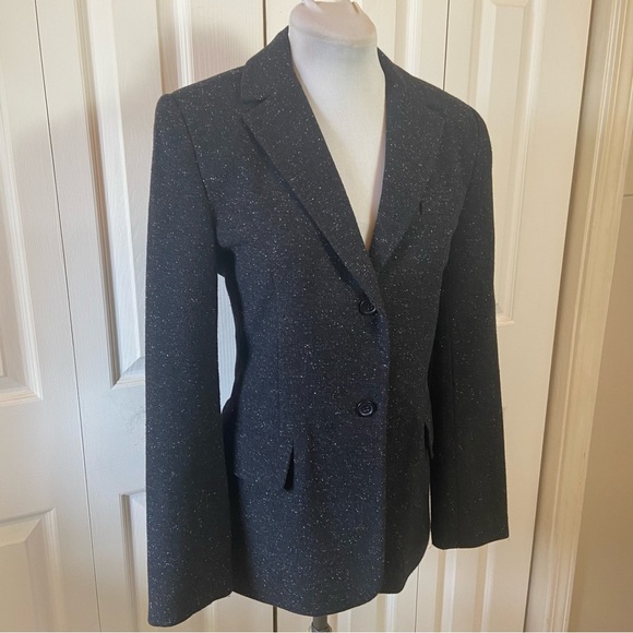 BCBG Black Blazer Jacket with White Speckling Career Office sz 4 - Picture 4 of 8